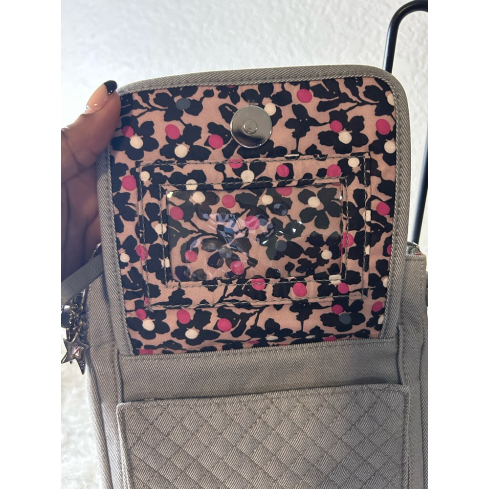 Vera Bradley Gray Quilted Messenger Crossbody Bag Purse - Picture 8 of 10